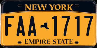 NY license plate FAA1717