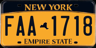 NY license plate FAA1718