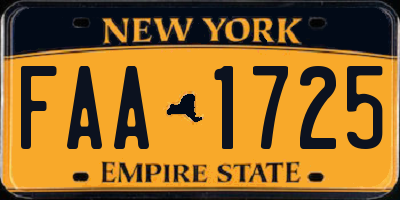 NY license plate FAA1725