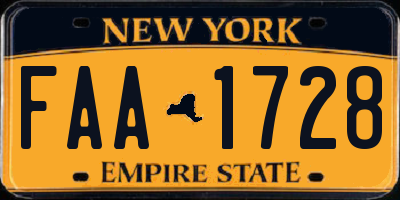 NY license plate FAA1728