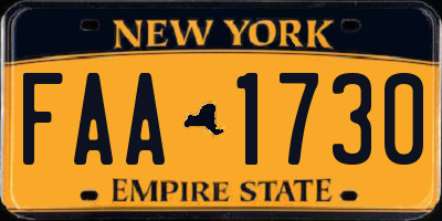 NY license plate FAA1730