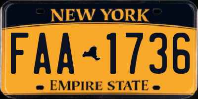 NY license plate FAA1736