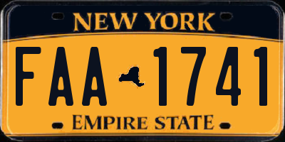 NY license plate FAA1741