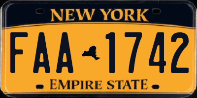 NY license plate FAA1742