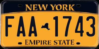 NY license plate FAA1743