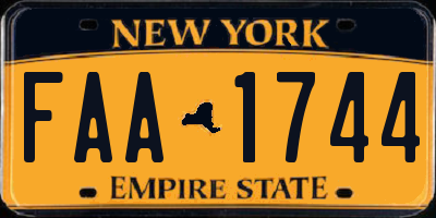 NY license plate FAA1744