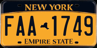 NY license plate FAA1749