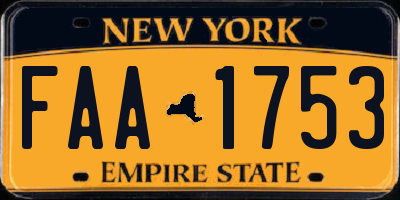 NY license plate FAA1753