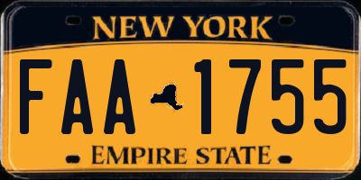 NY license plate FAA1755