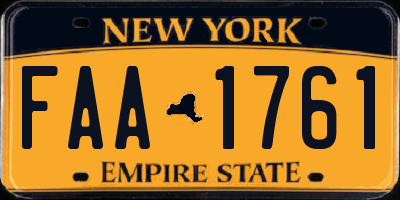 NY license plate FAA1761