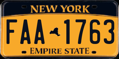 NY license plate FAA1763