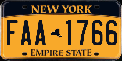 NY license plate FAA1766