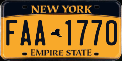 NY license plate FAA1770