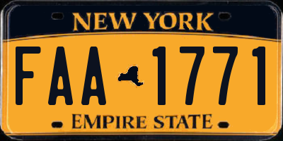 NY license plate FAA1771