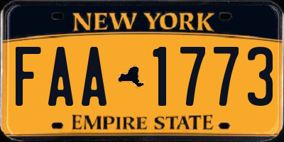 NY license plate FAA1773