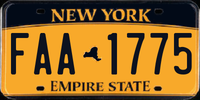 NY license plate FAA1775