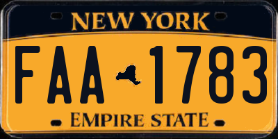 NY license plate FAA1783