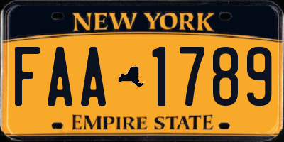 NY license plate FAA1789