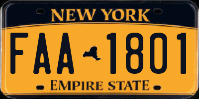 NY license plate FAA1801