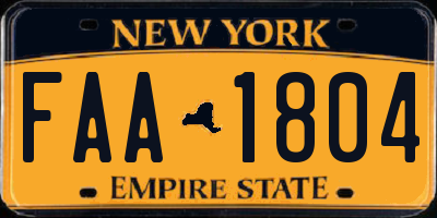 NY license plate FAA1804
