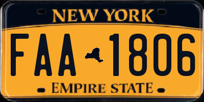 NY license plate FAA1806