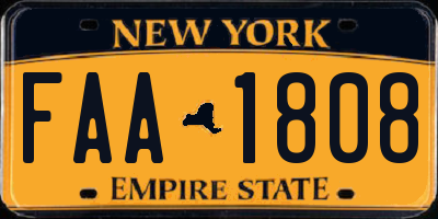 NY license plate FAA1808