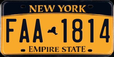 NY license plate FAA1814