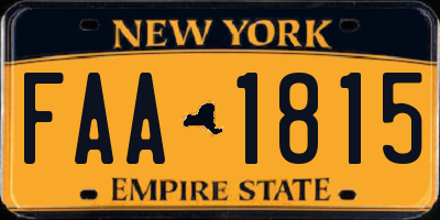 NY license plate FAA1815