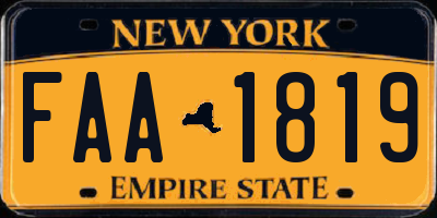 NY license plate FAA1819