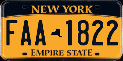 NY license plate FAA1822