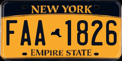 NY license plate FAA1826