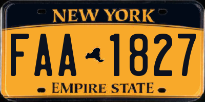 NY license plate FAA1827