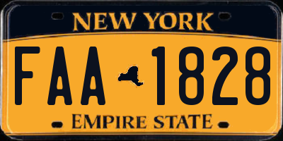 NY license plate FAA1828