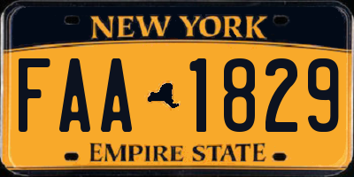 NY license plate FAA1829