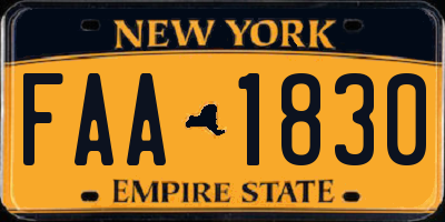 NY license plate FAA1830