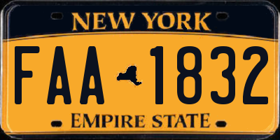 NY license plate FAA1832