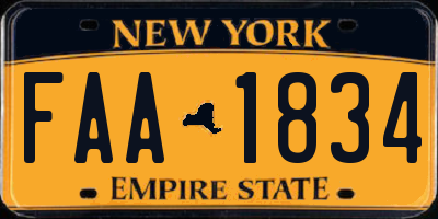 NY license plate FAA1834