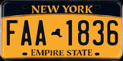 NY license plate FAA1836