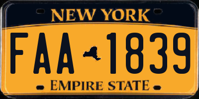 NY license plate FAA1839