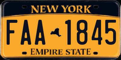 NY license plate FAA1845