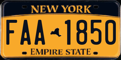 NY license plate FAA1850