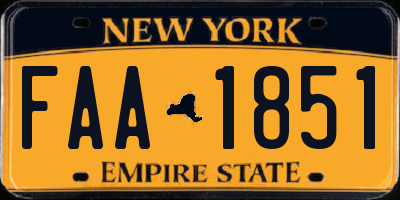 NY license plate FAA1851