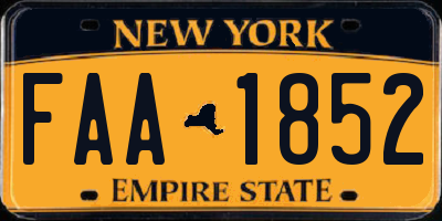 NY license plate FAA1852