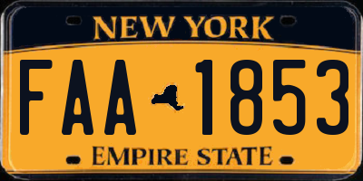 NY license plate FAA1853