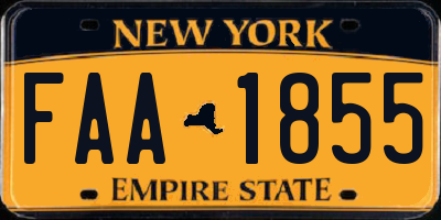 NY license plate FAA1855