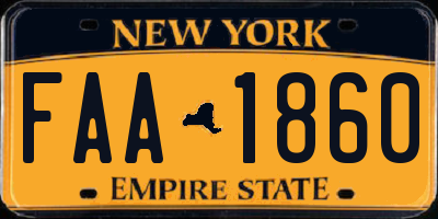NY license plate FAA1860