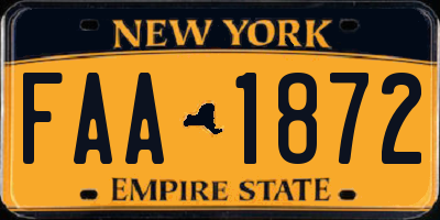 NY license plate FAA1872