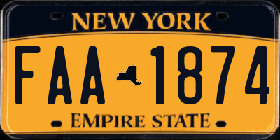 NY license plate FAA1874