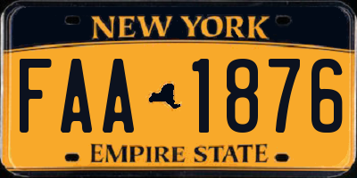 NY license plate FAA1876