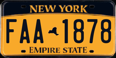 NY license plate FAA1878